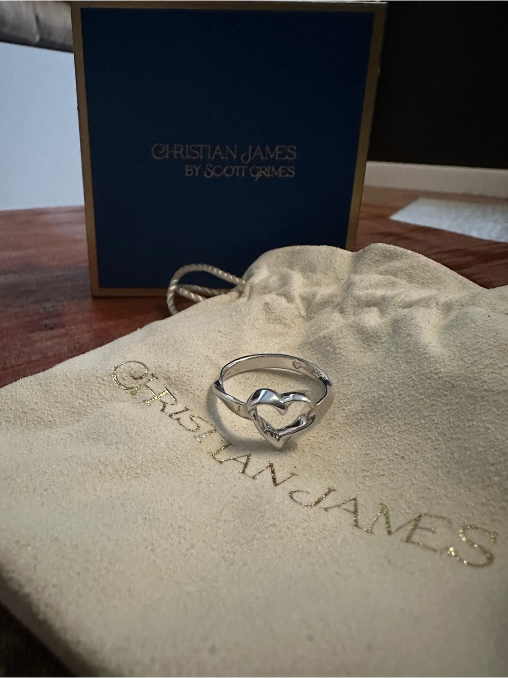 CHRISTIAN JAMES by Scott Grimes Sterling Silver Open Heart Ripple Ring NIB